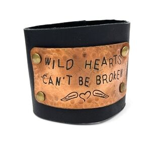 NWT Wild Hearts Can't Be Broken Wide Leather Wrap Bracelet